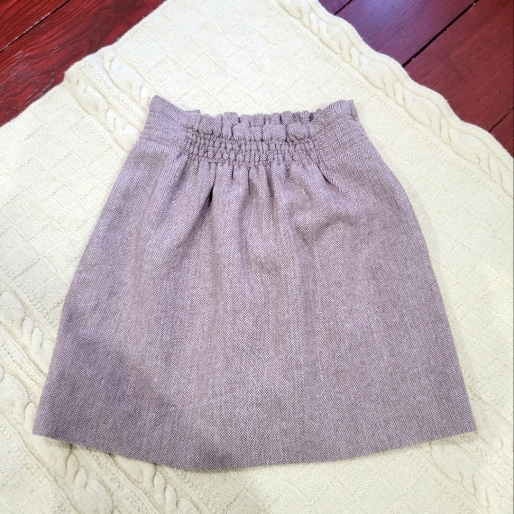 J. Crew Herringbone Skirt size 2 Tan Wool blend